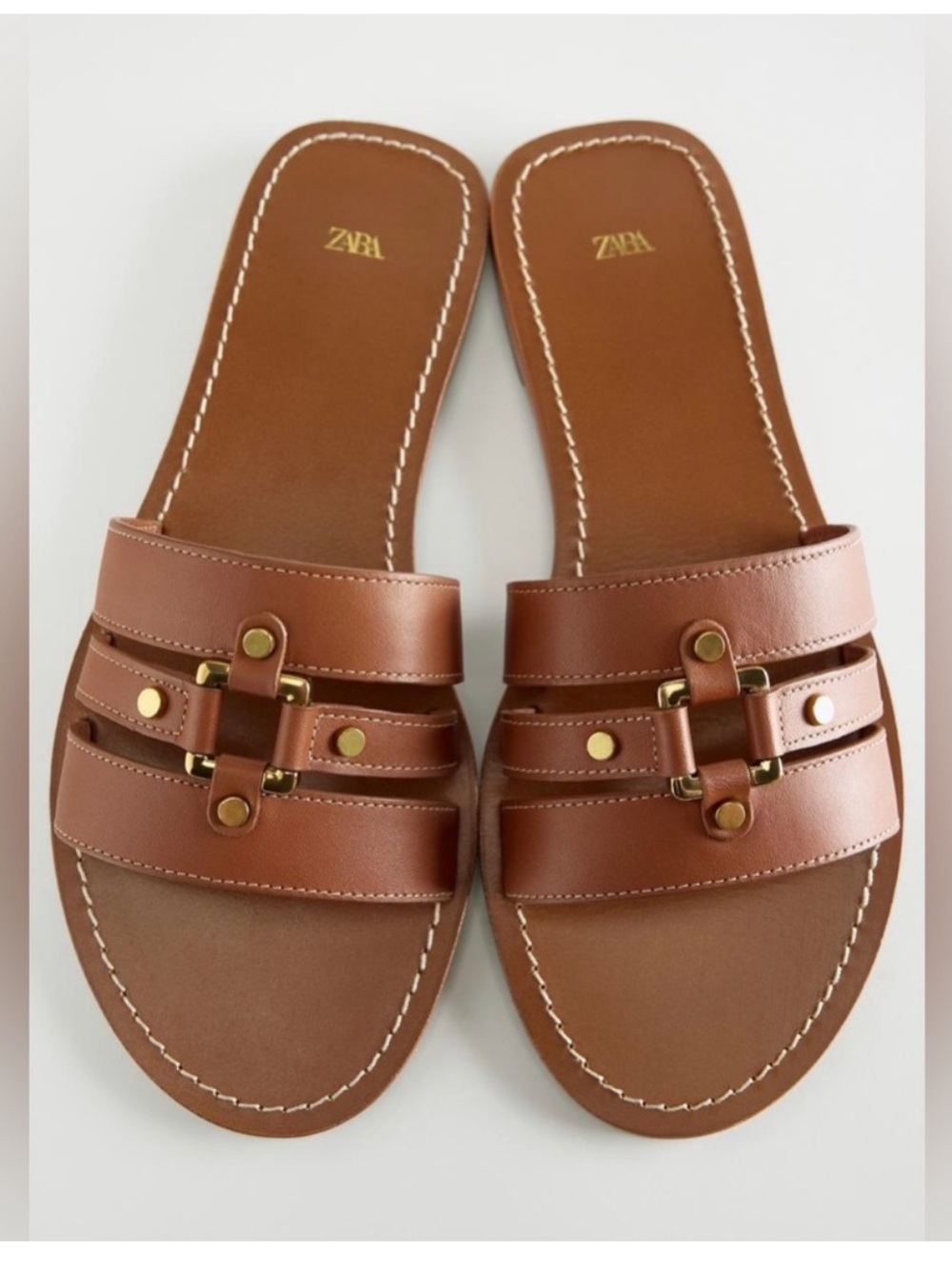🤎 Zara Leather Sandals – Effortless European Summer Style – Size 38 / US 8 - Picture 6 of 10